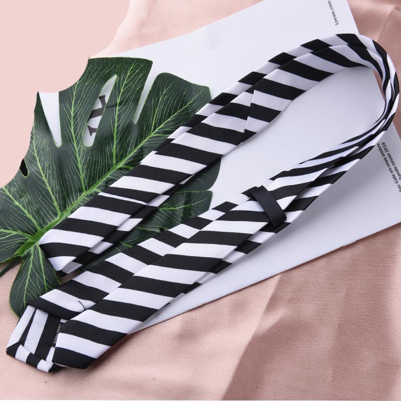 Sdopbinbin Black And White Red Striped Tie Green Blue And Black Necktie Halloween Ties for Male Cosplay Wedding Tie for Men - Image 3